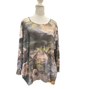 Escada XL Floral Knit Tunic Top | Soft Stretch Designer